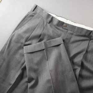 Zanella Austin Pleated Wool Stretch Men Trousers Slacks Dress Pants 40x30 Italy